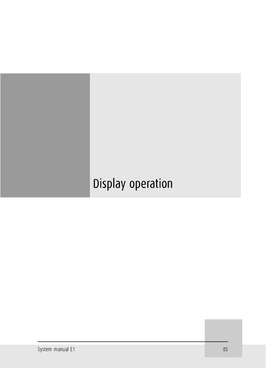 Barco E1 manual Display operation 