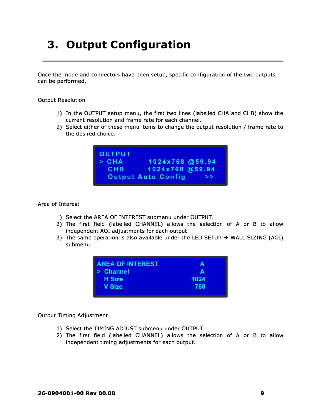 Barco II manual Output Configuration, 26-0904001-00 Rev 