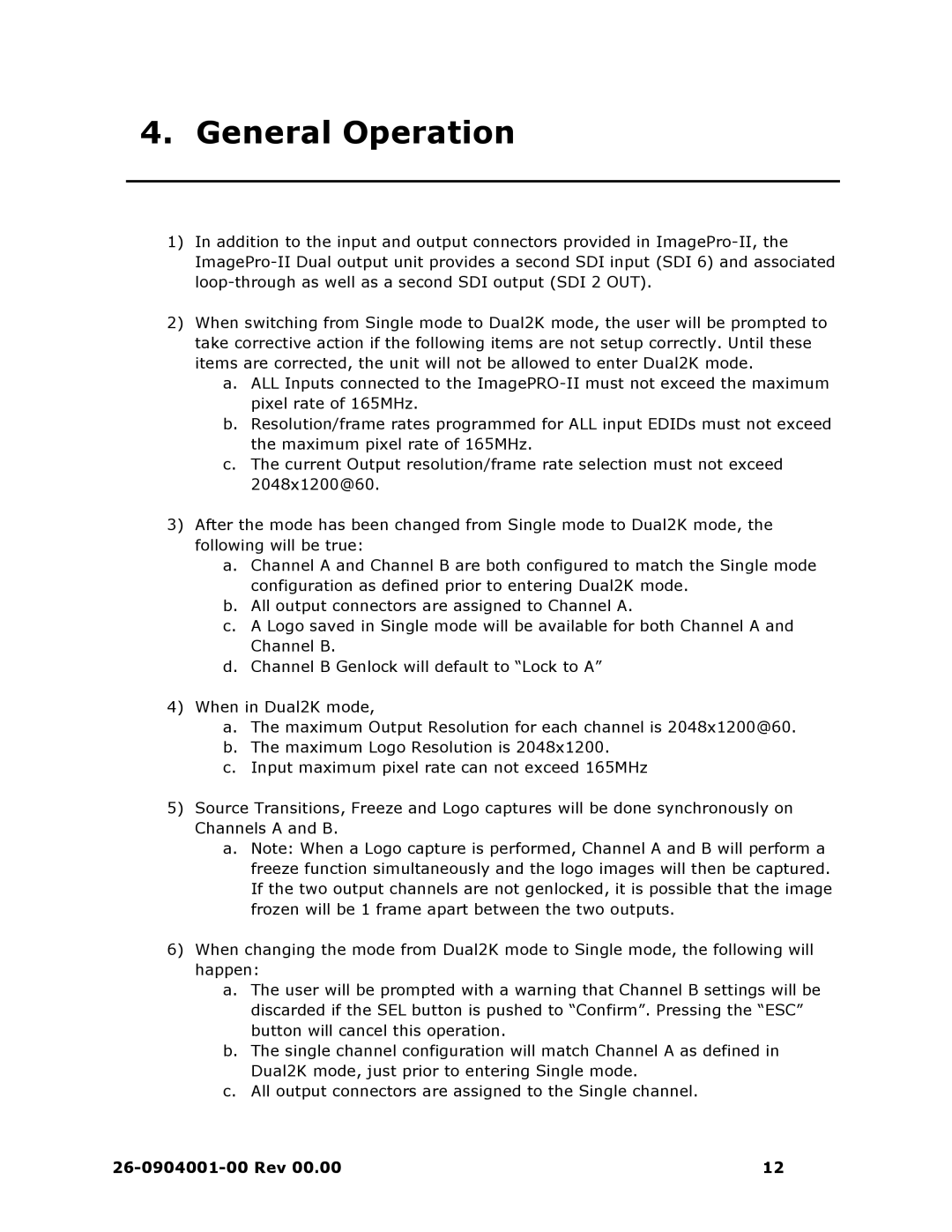 Barco II manual General Operation 