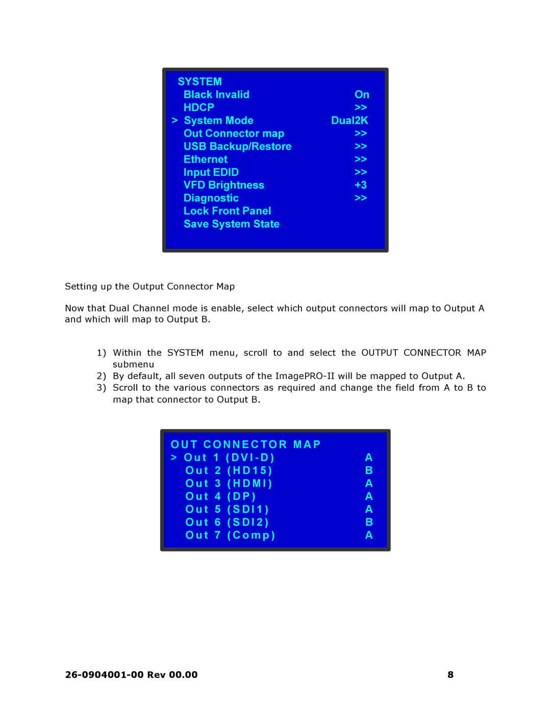 Barco II manual OUT Connector MAP 