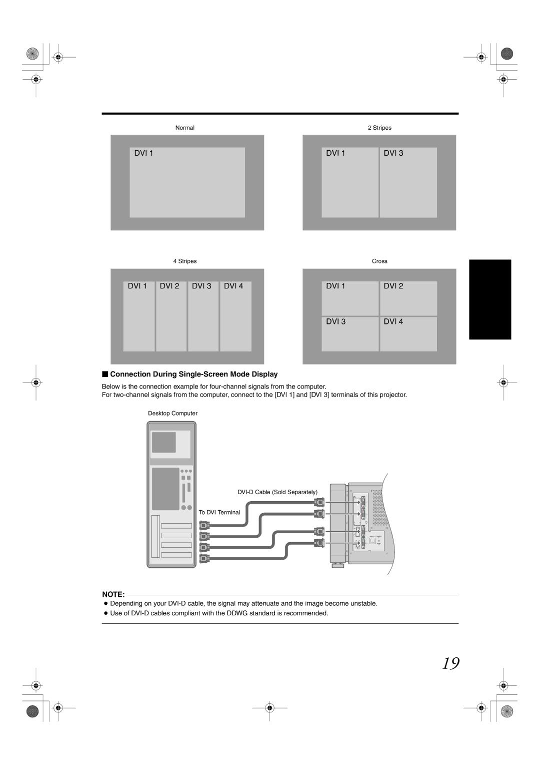 Barco LX-5 instruction manual  Connection During Single-Screen Mode Display 