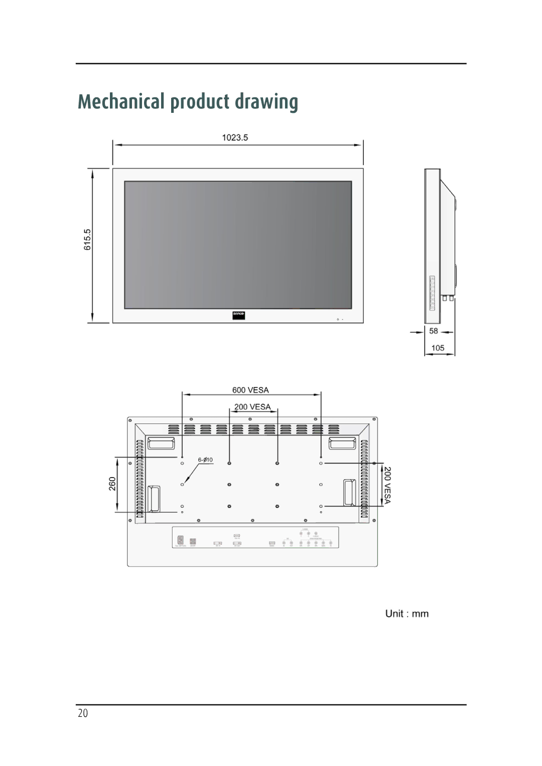 Barco MD-4221 user manual Mechanical product drawing 