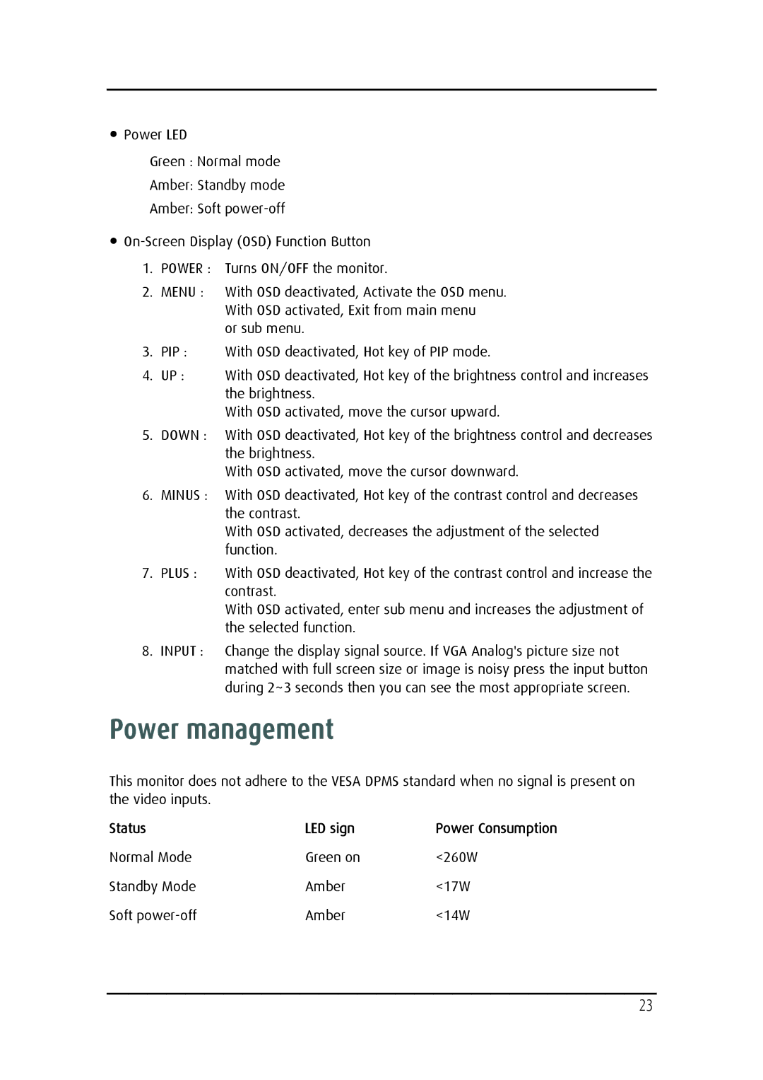 Barco MD-4221 user manual Power management 