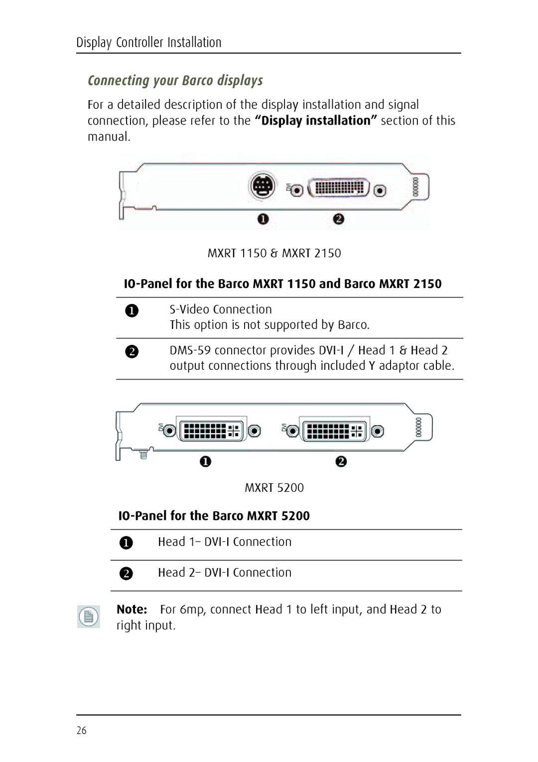 Barco MDCC 6130 manual Connecting your Barco displays 