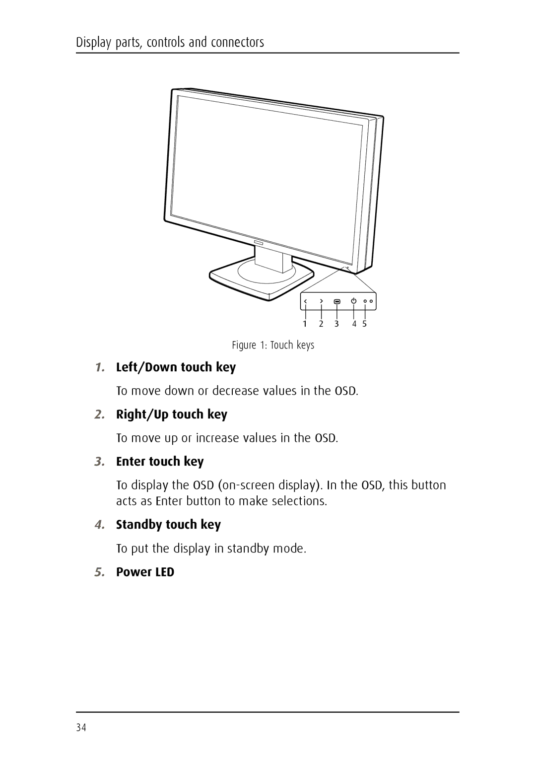 Barco MDCC 6130 manual Left/Down touch key 