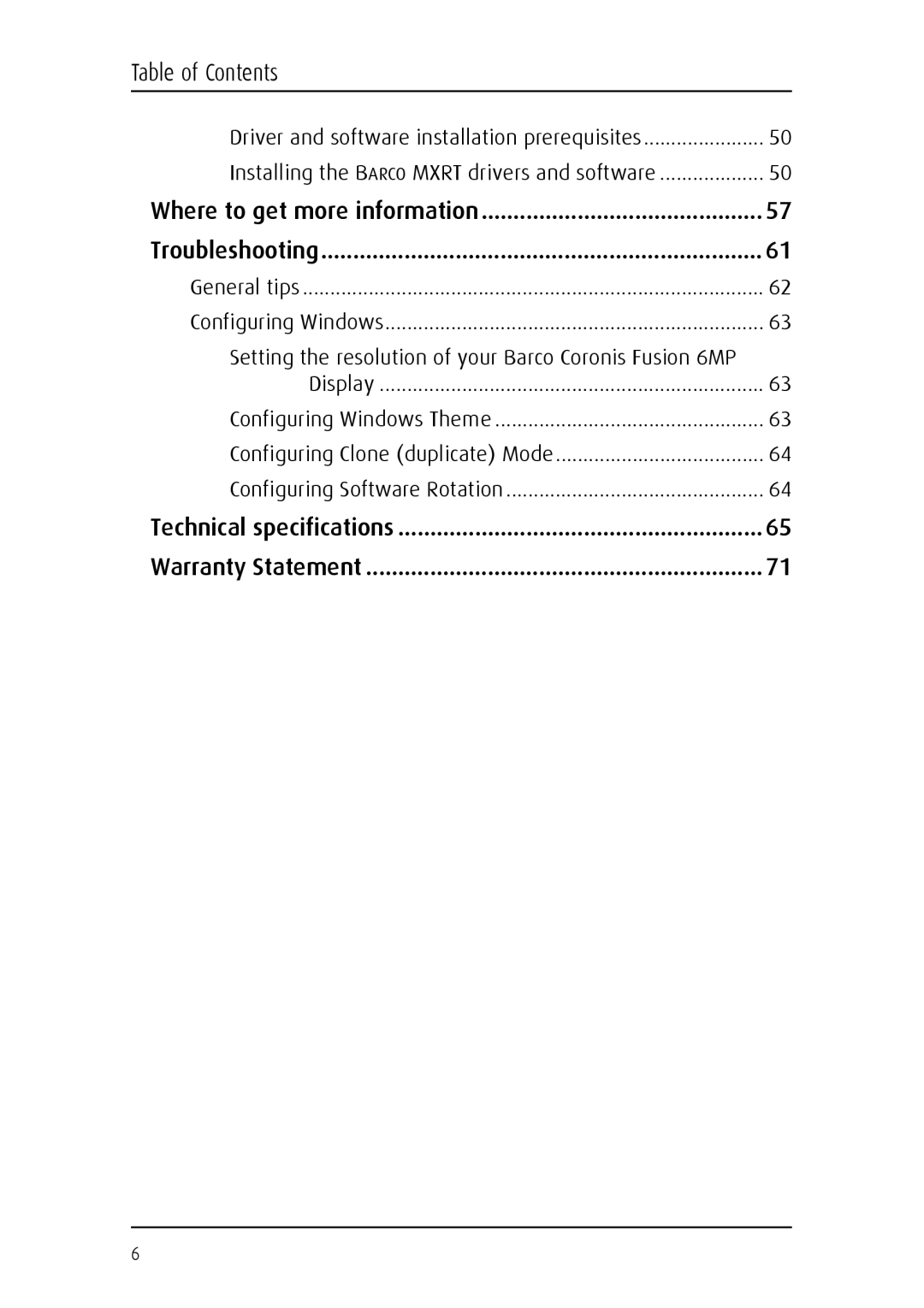 Barco MDCC 6130 manual Warranty Statement 