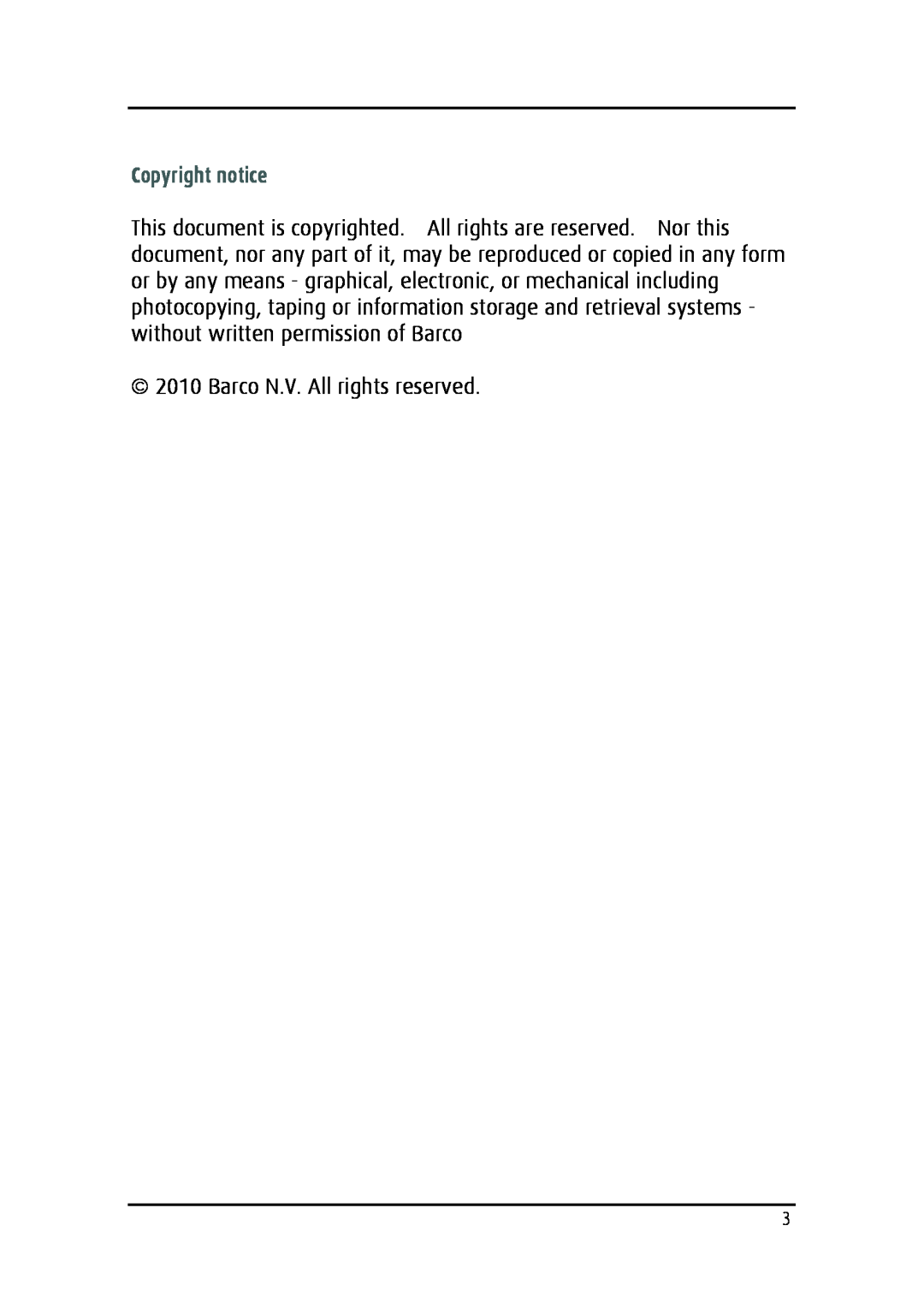Barco MDRC-2124 user manual Copyright notice, Barco N.V. All rights reserved 