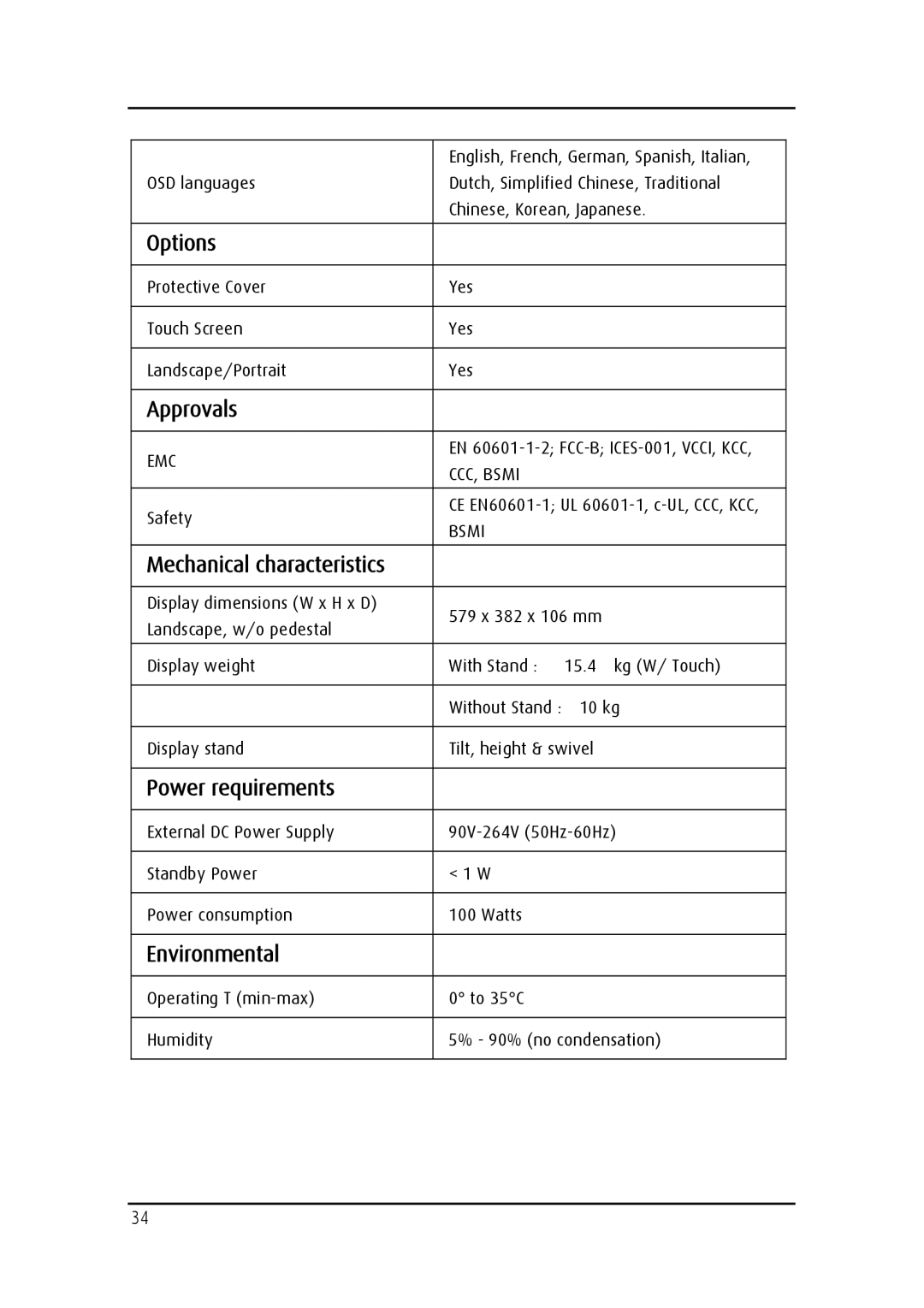 Barco MDRC-2124 user manual Options 