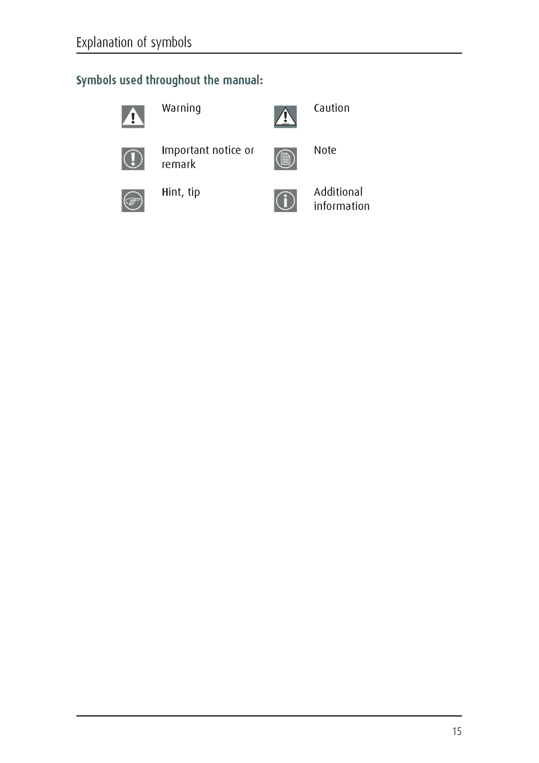 Barco MFGD 3621, MFGD 2621 user manual Symbols used throughout the manual 