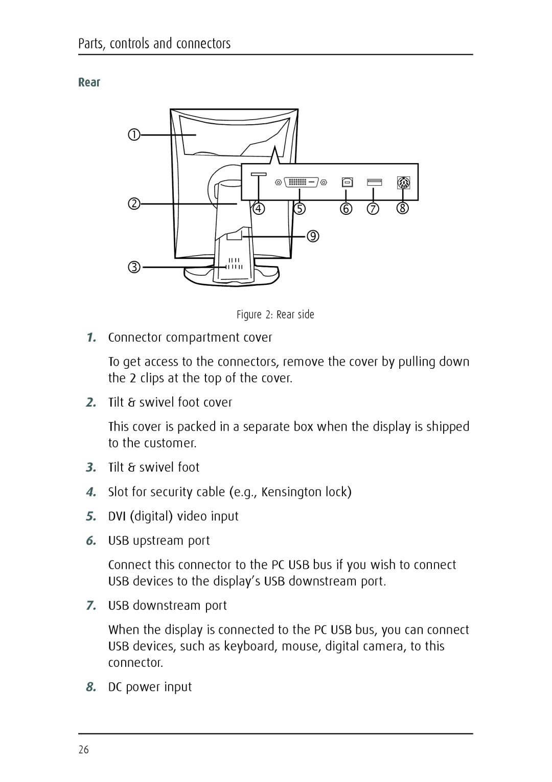 Barco MFGD 2621, MFGD 3621 user manual G h i j k, Rear 