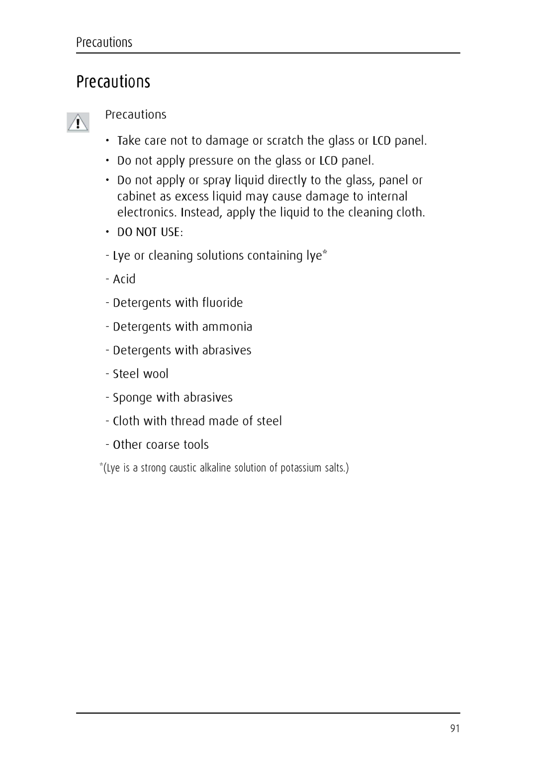 Barco MFGD 3621, MFGD 2621 user manual Precautions 