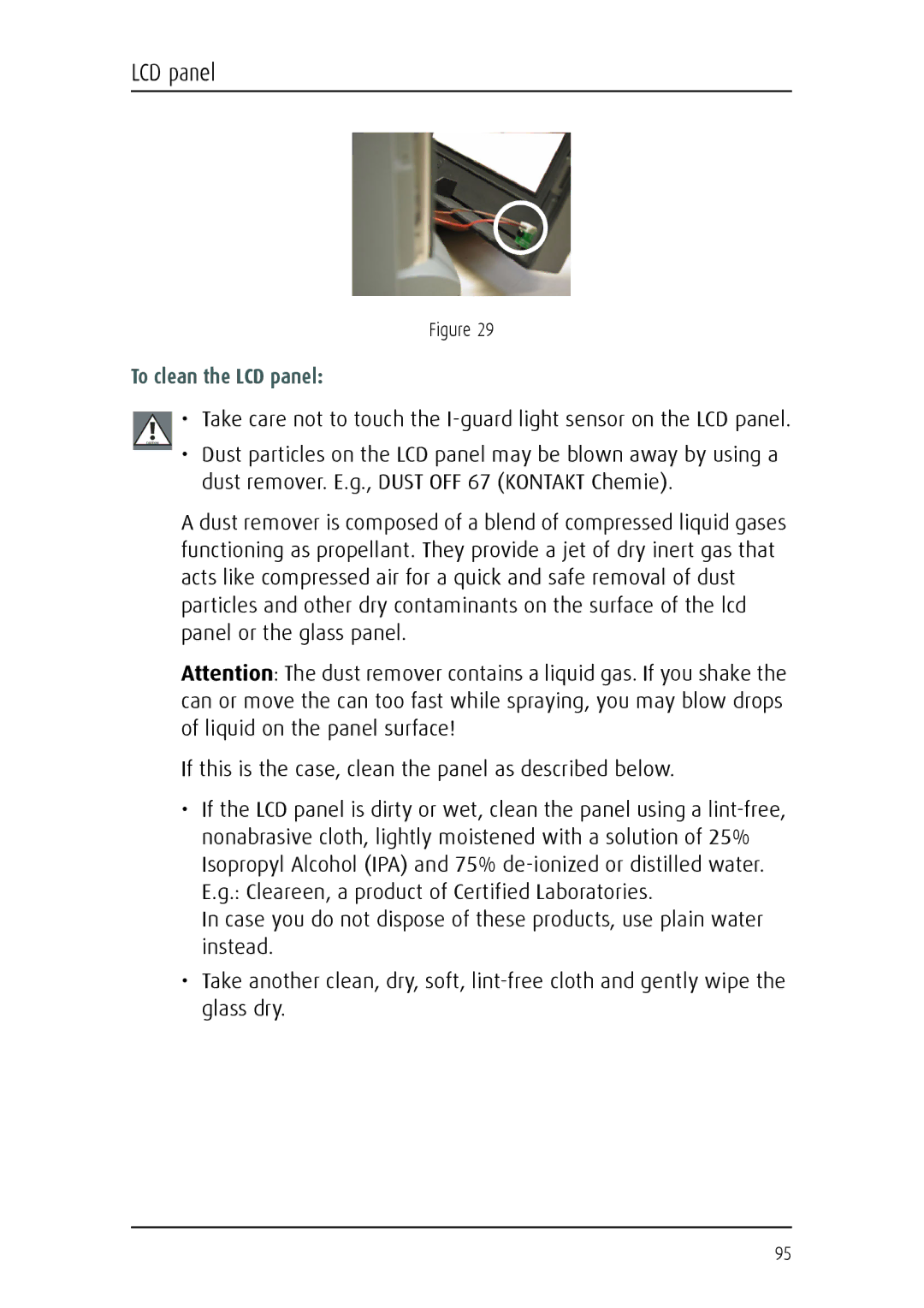 Barco MFGD 3621, MFGD 2621 user manual To clean the LCD panel 