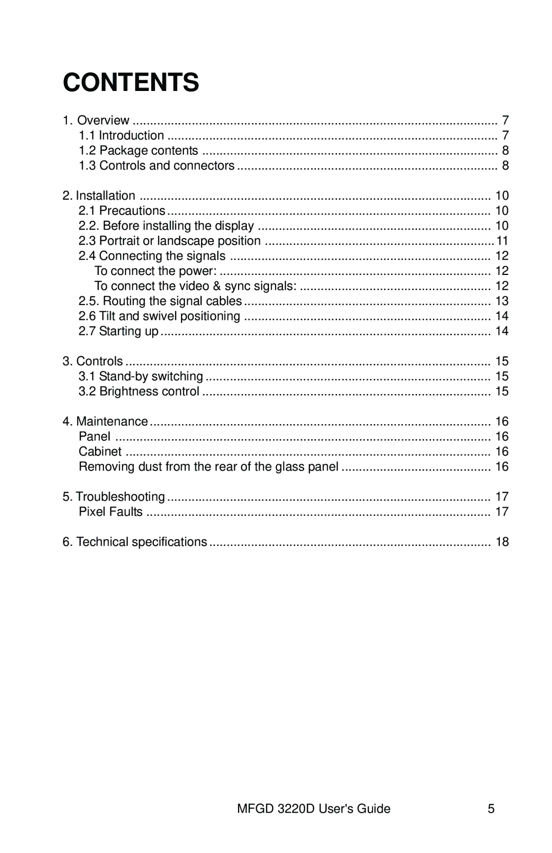 Barco MFGD 3220 D user manual Contents 