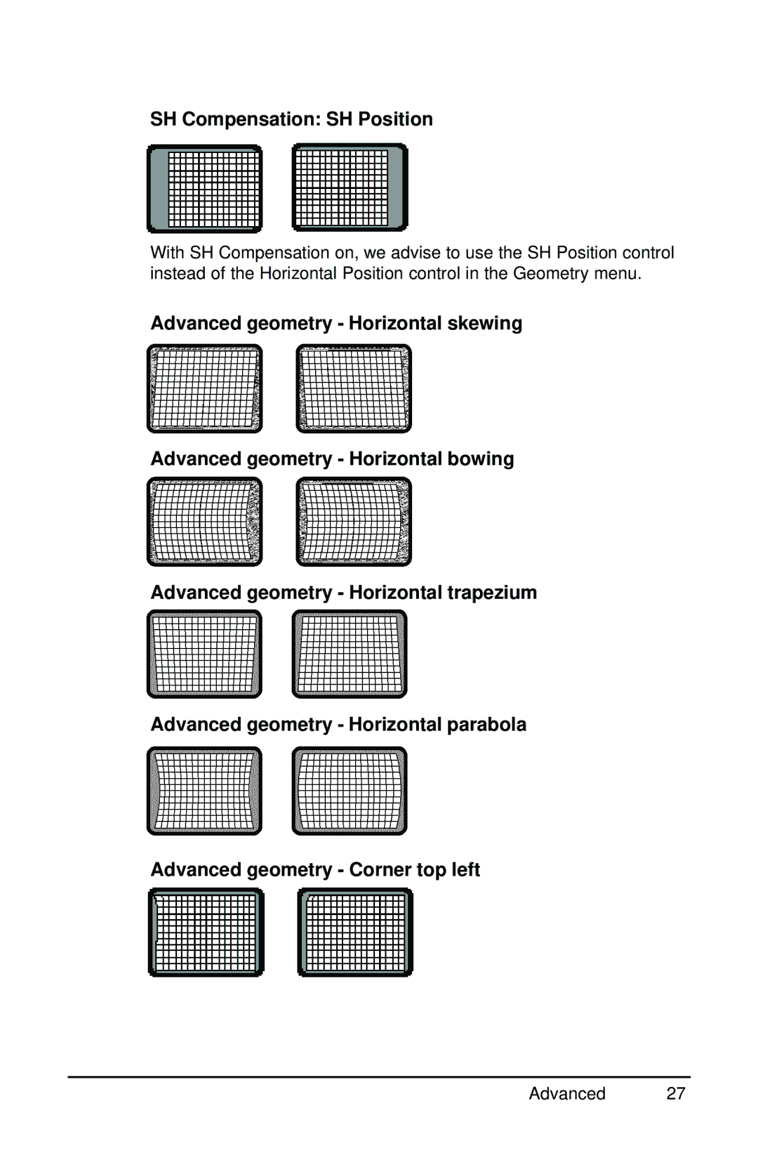 Barco MGD 221 MKII user manual SH Compensation SH Position 