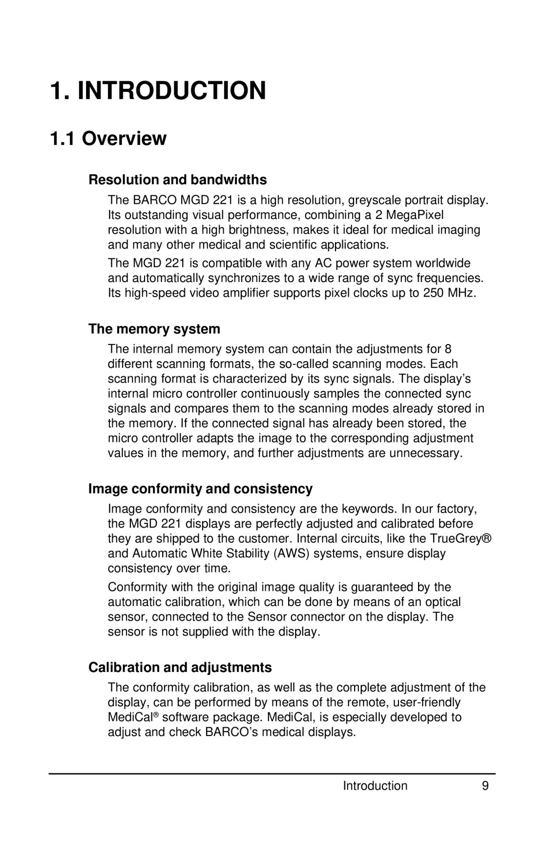 Barco MGD 221 MKII user manual Introduction, Overview 