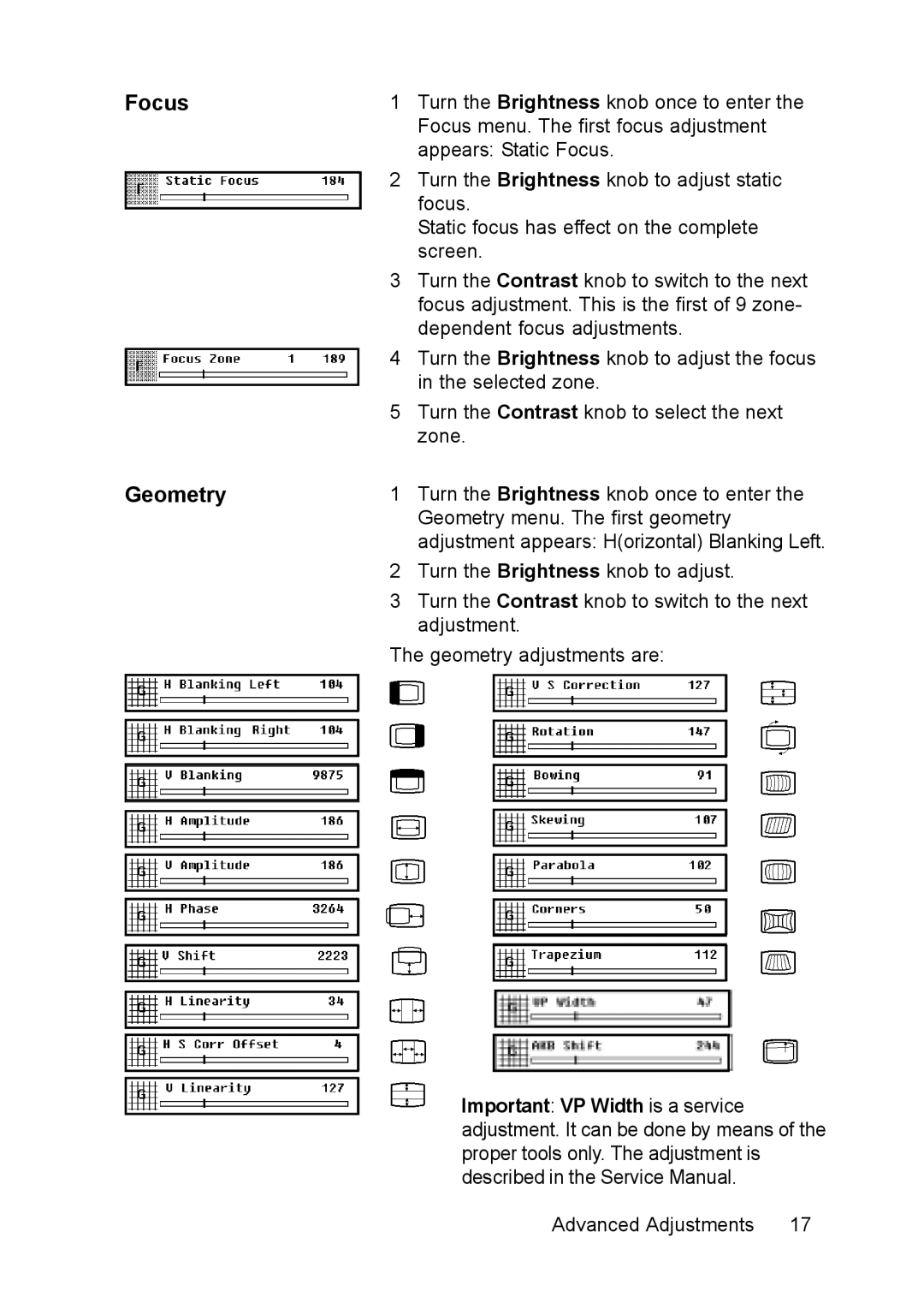 Barco MGD 2621 user manual Focus Geometry 