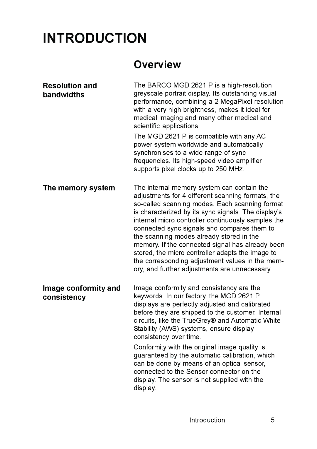 Barco MGD 2621 user manual Introduction, Overview 