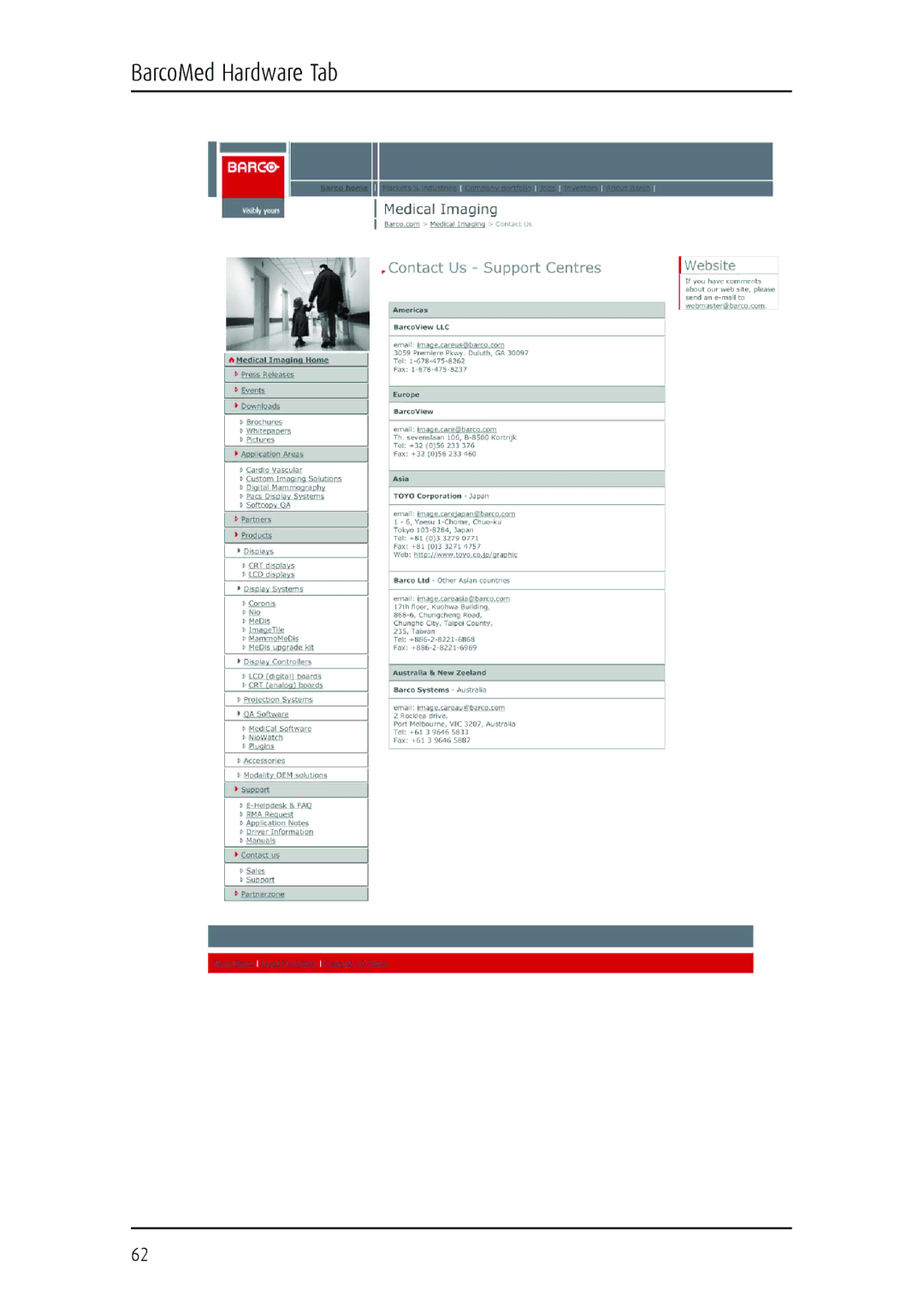 Barco MGP 15 user manual BarcoMed Hardware Tab 