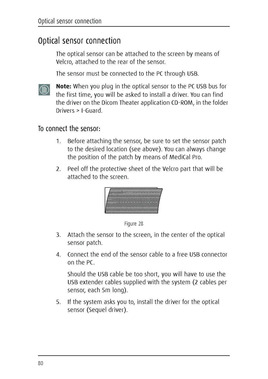 Barco MGP 15 user manual Optical sensor connection, To connect the sensor 