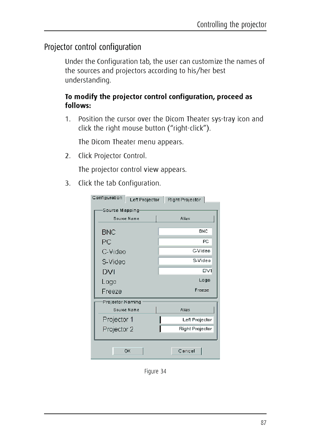 Barco MGP 15 user manual Projector control configuration 