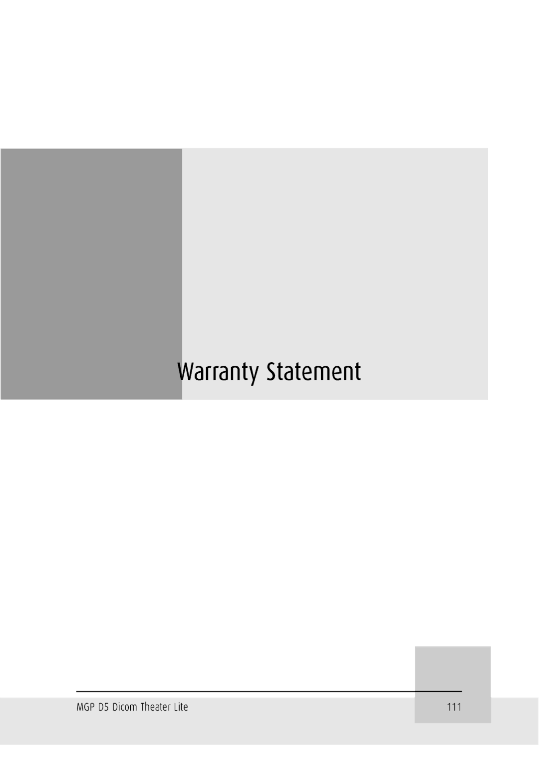 Barco MGP D5 user manual Warranty Statement 