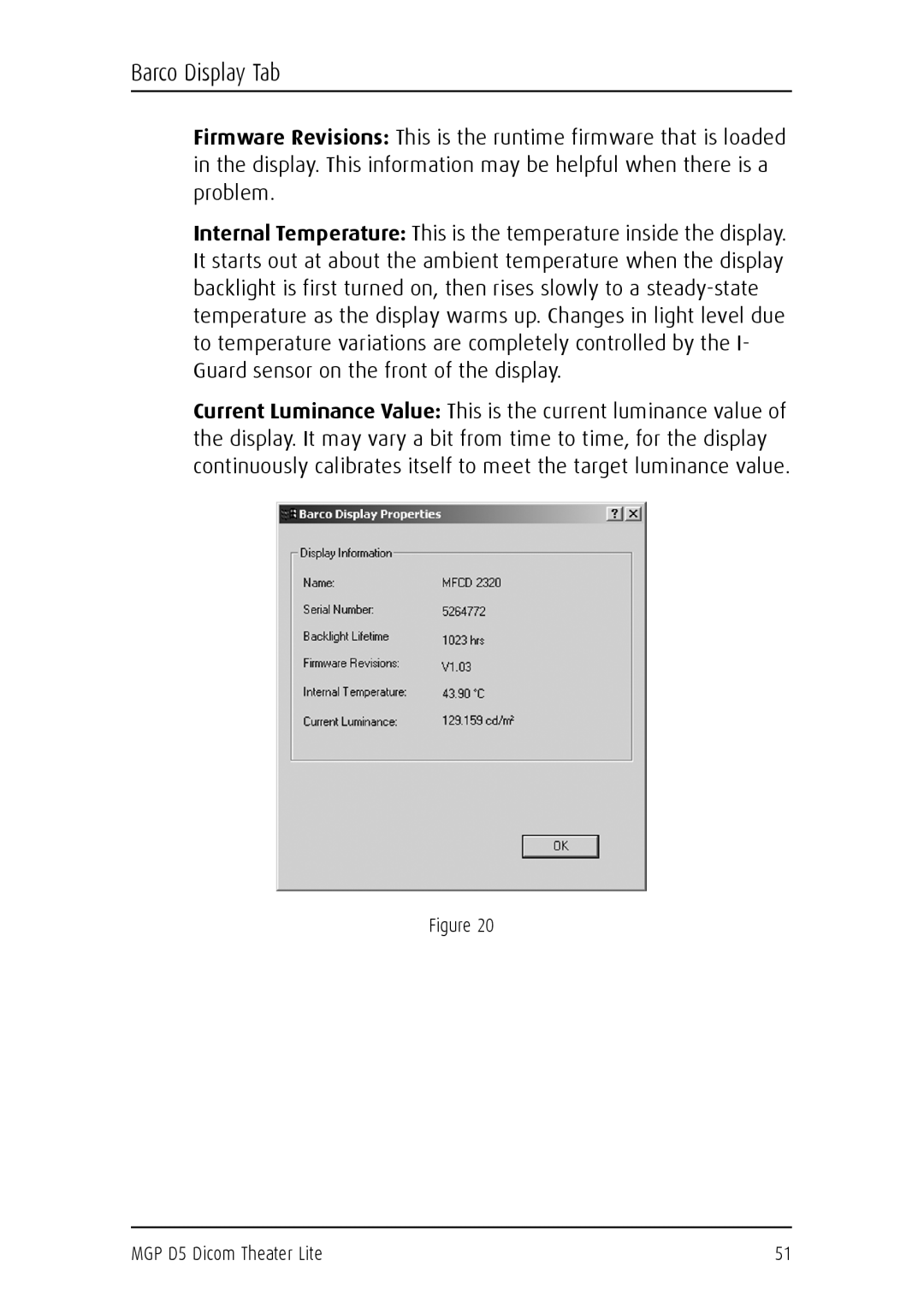 Barco MGP D5 user manual Barco Display Tab 