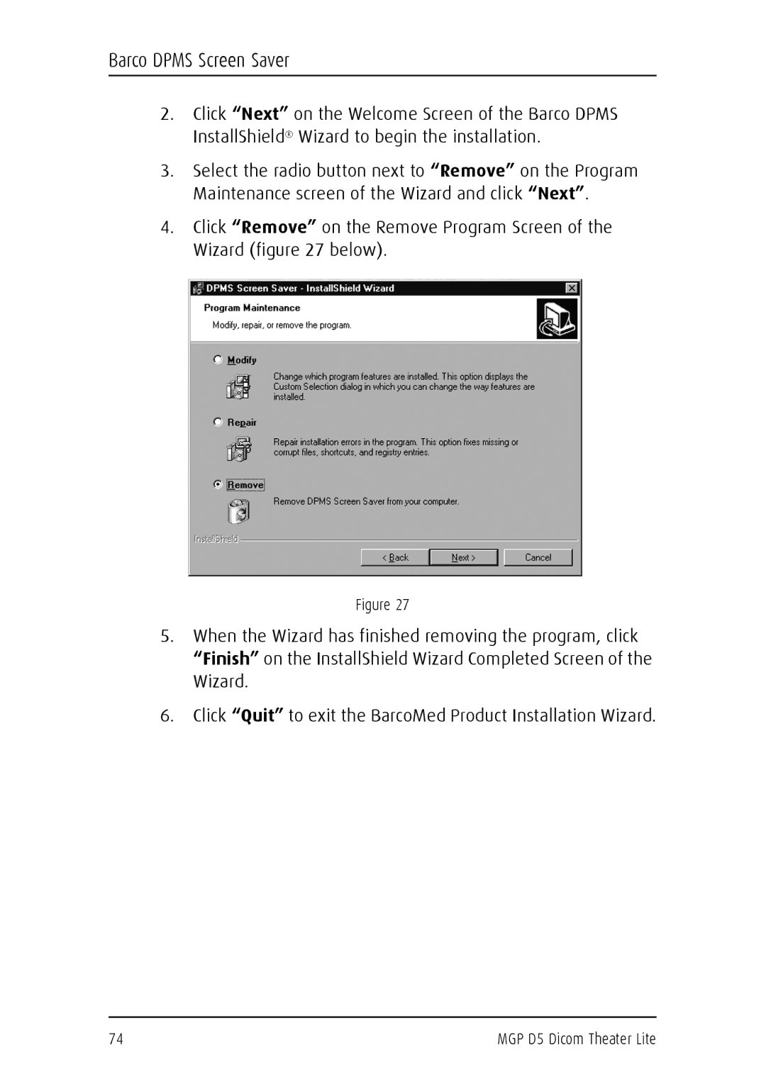 Barco MGP D5 user manual Barco Dpms Screen Saver 