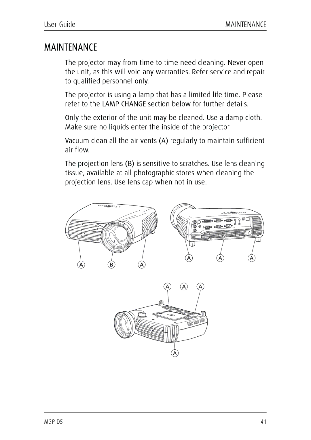 Barco MGP D5 manual Maintenance 