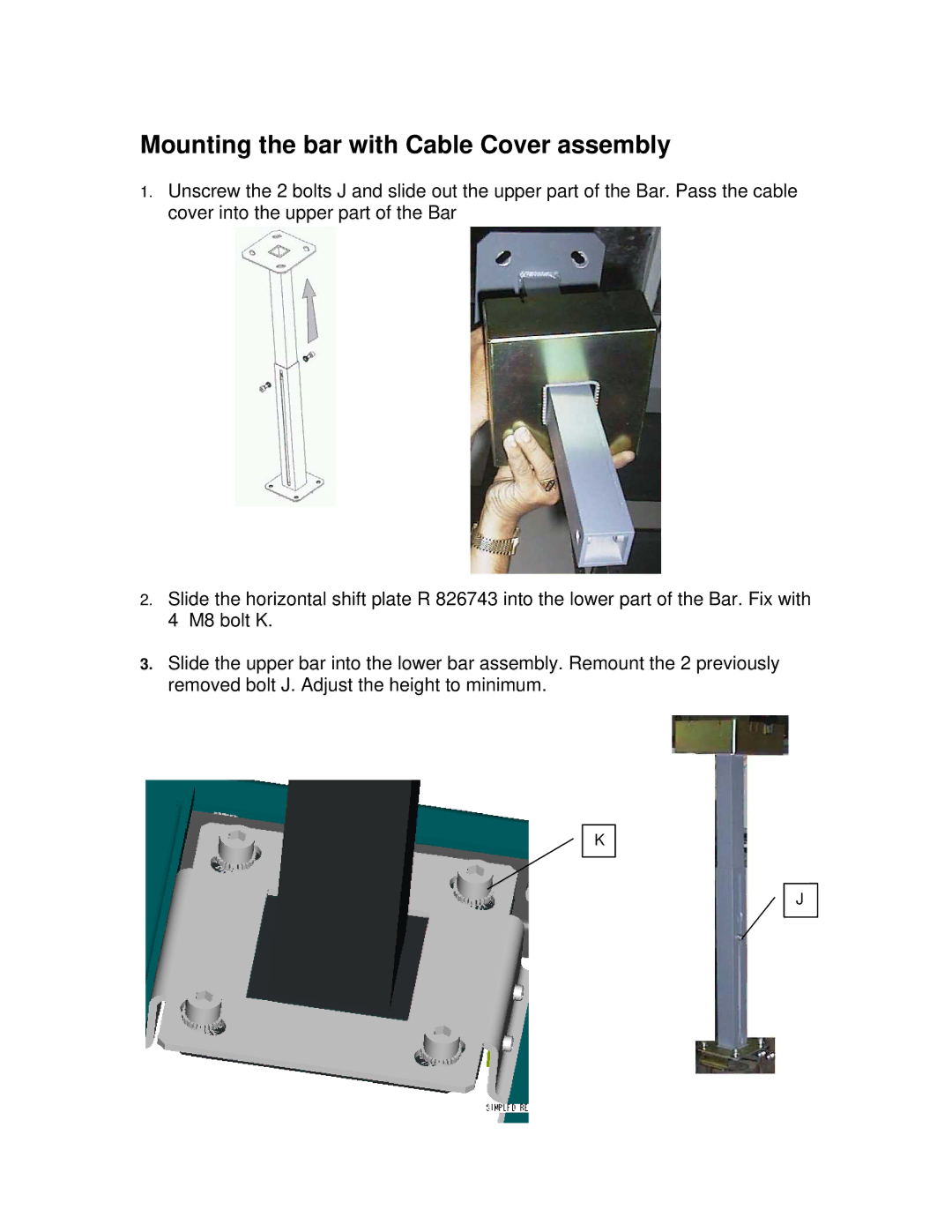 Barco R 9849999 installation manual Mounting the bar with Cable Cover assembly 