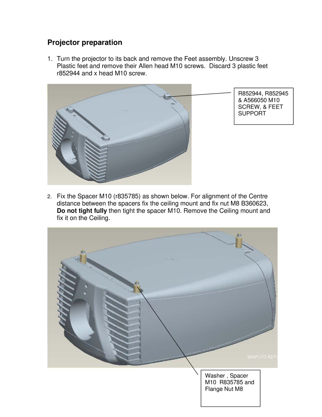 Barco R 9849999 installation manual Projector preparation 