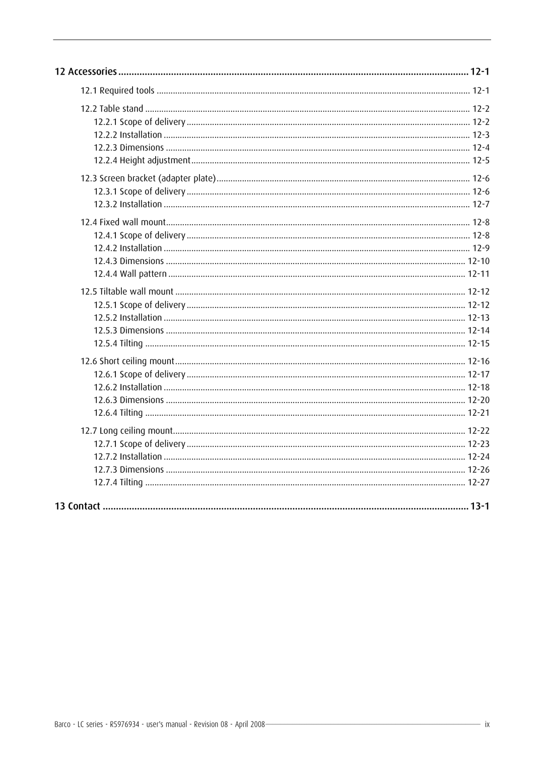 Barco R5976934 user manual 13-1 