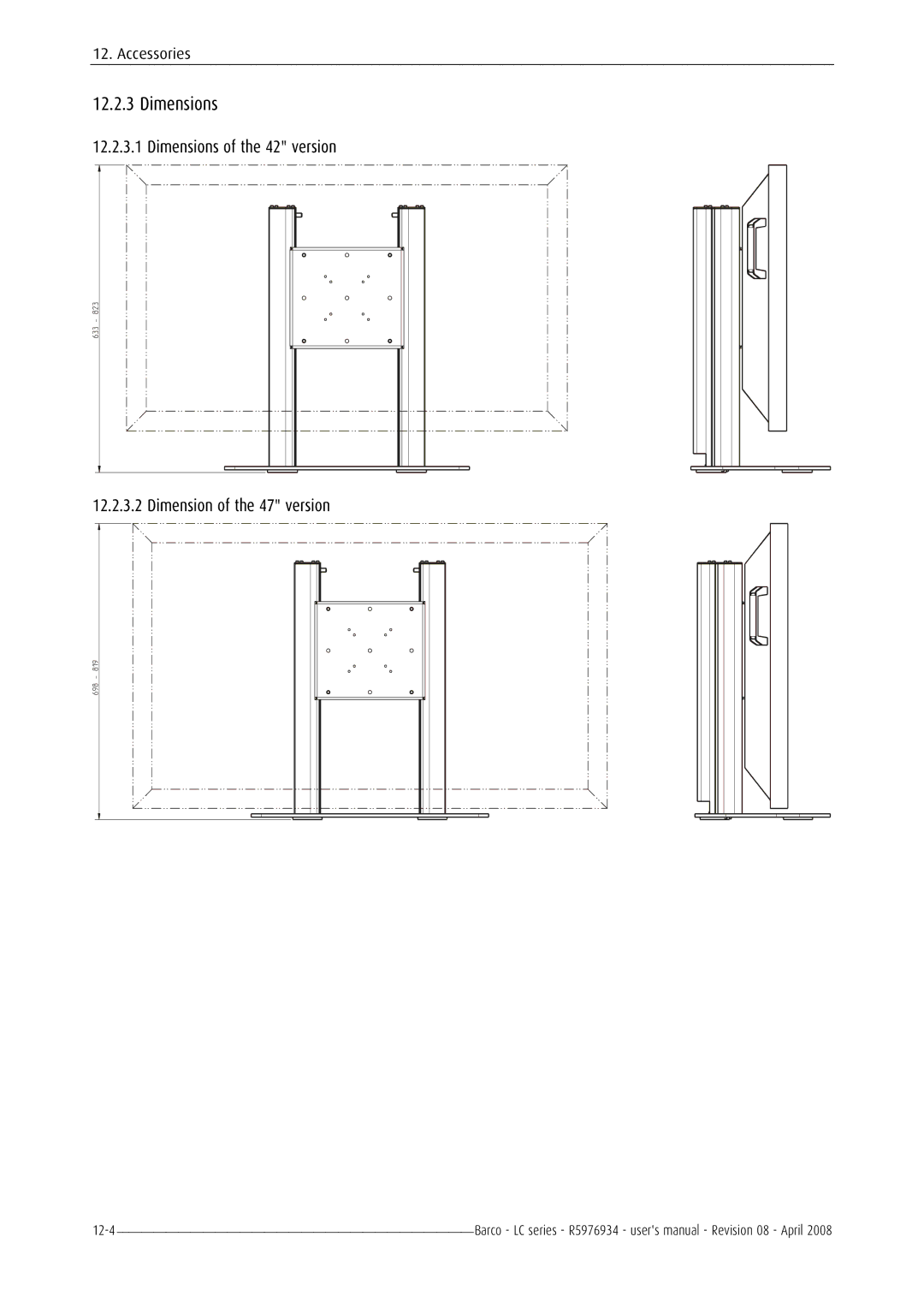 Barco R5976934 user manual Dimensions 