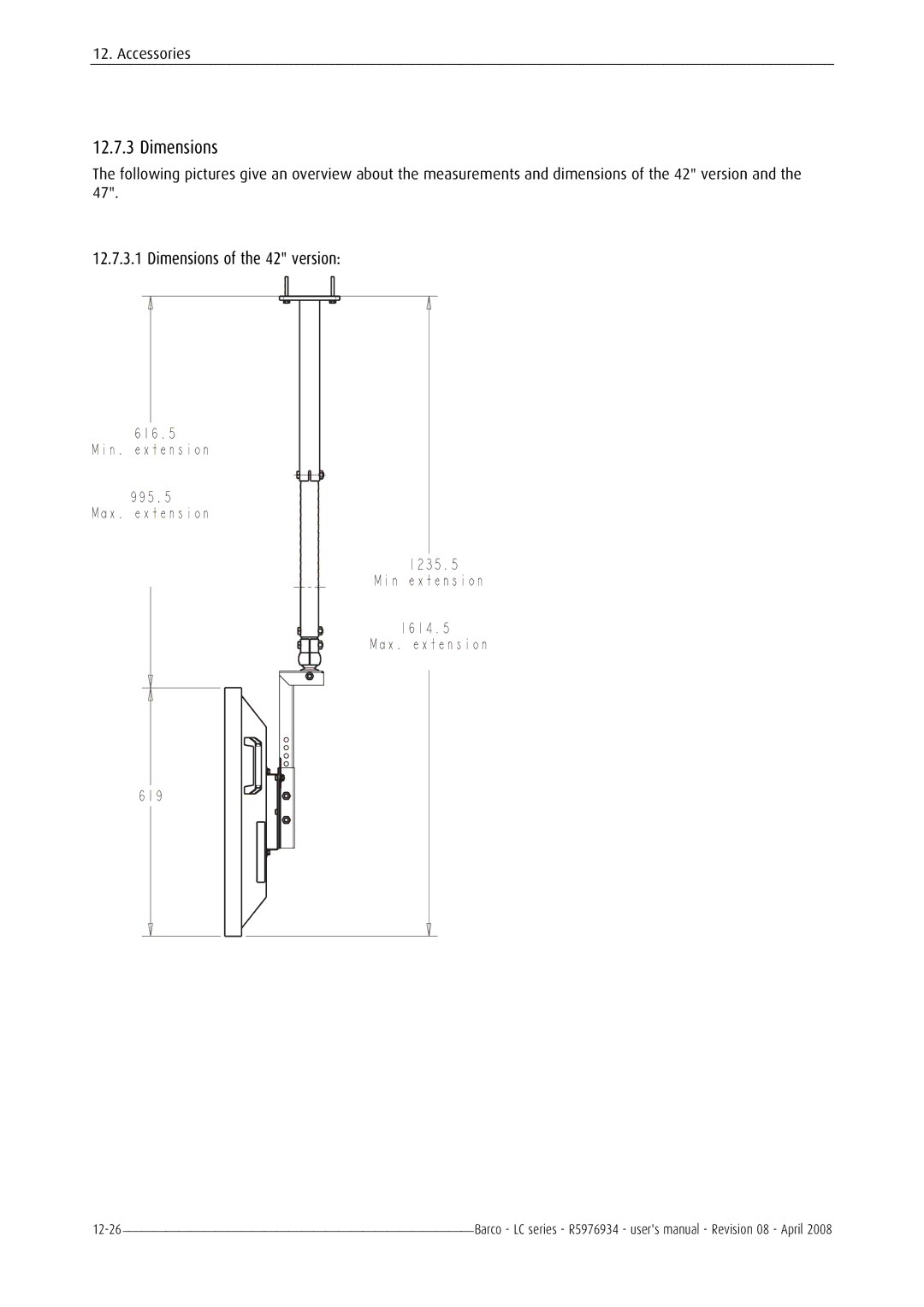 Barco R5976934 user manual Dimensions 