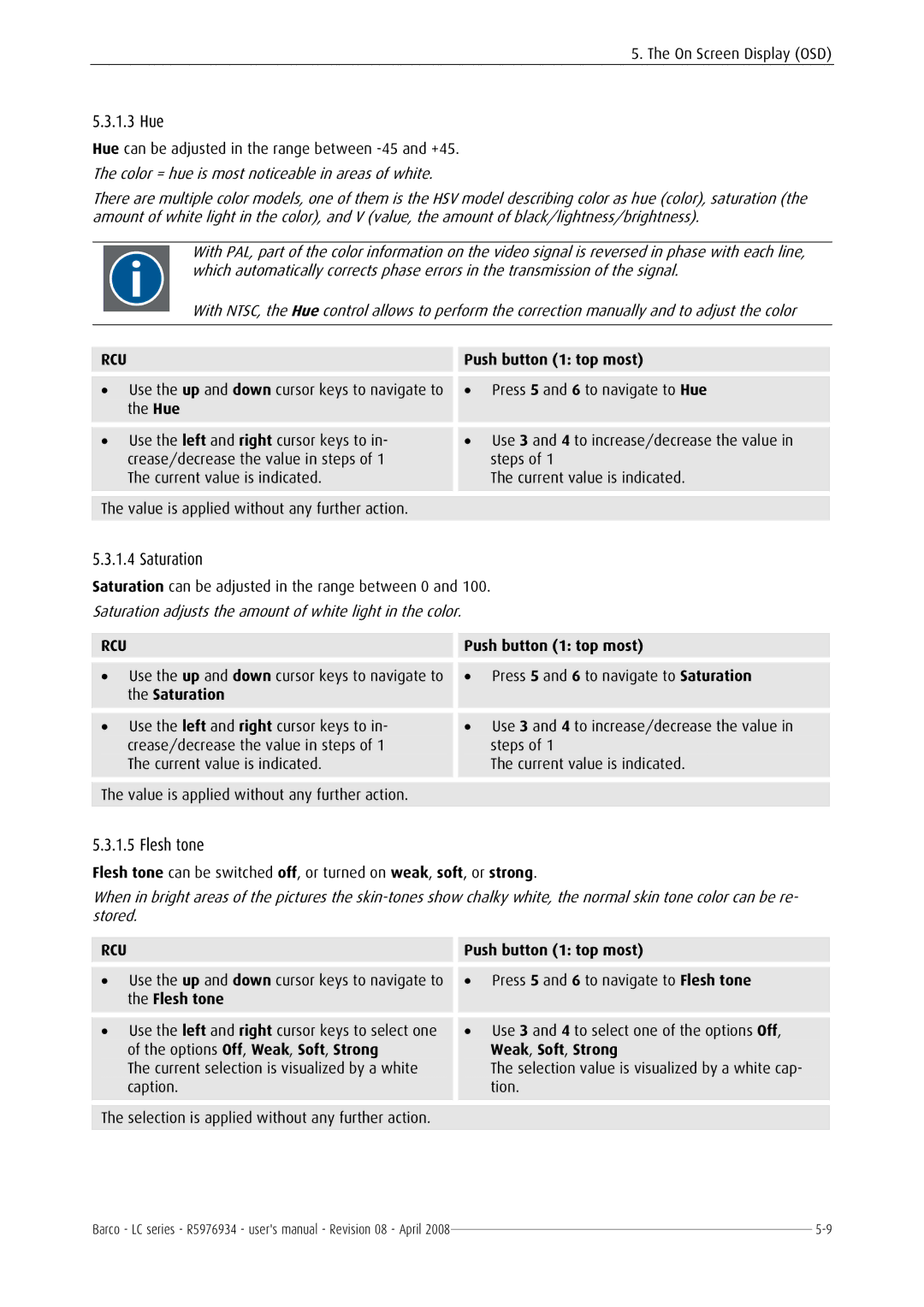 Barco R5976934 user manual 1.3 Hue 