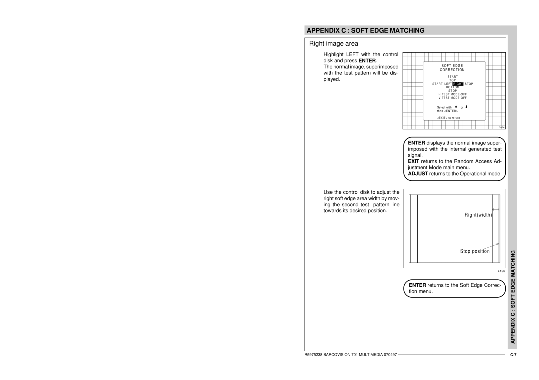 Barco R9000740 owner manual Right image area 