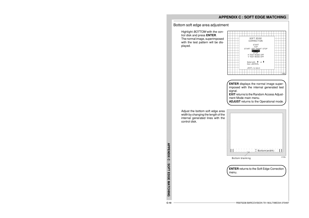 Barco R9000740 owner manual Bottom soft edge area adjustment, Edge Matching 