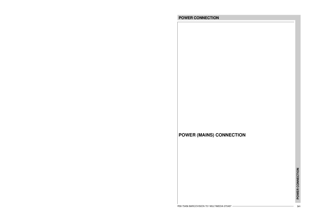 Barco R9000740 owner manual Power Mains Connection, Power Connection 