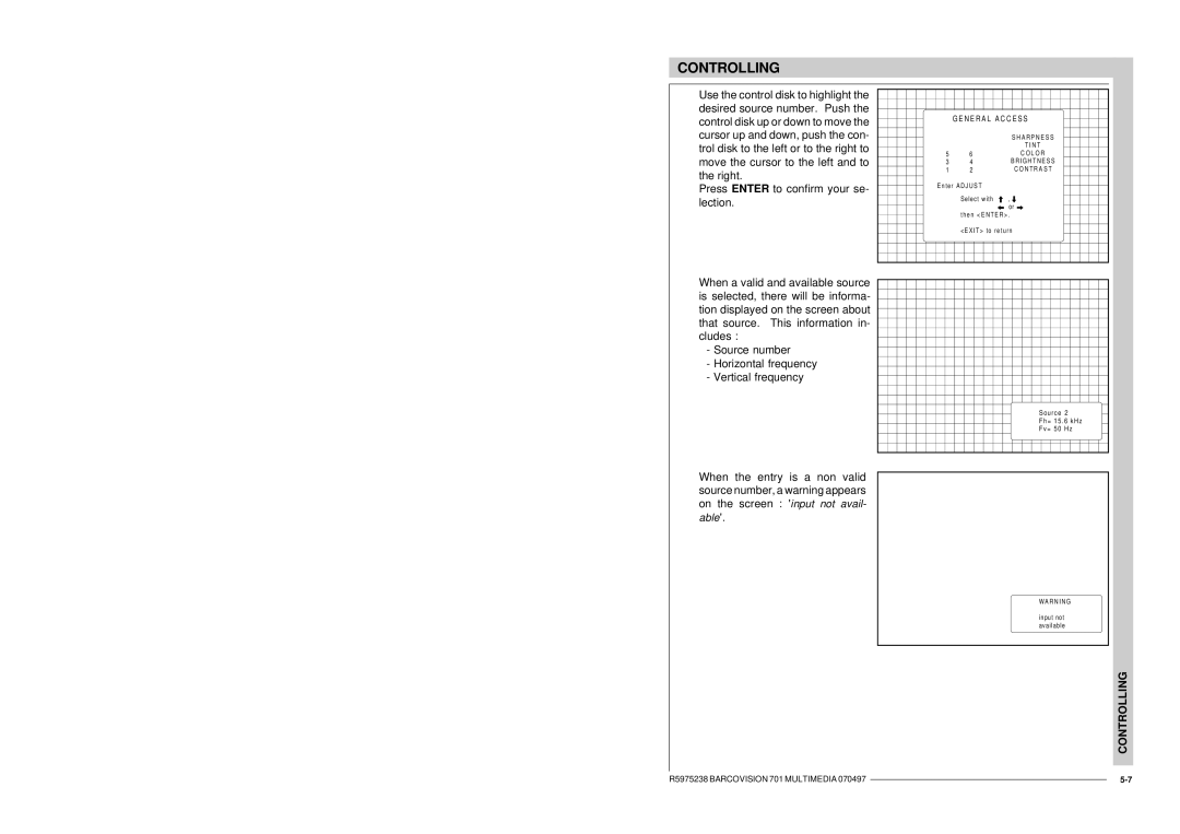 Barco R9000740 owner manual Our c e = 15 k Hz = 50 Hz 