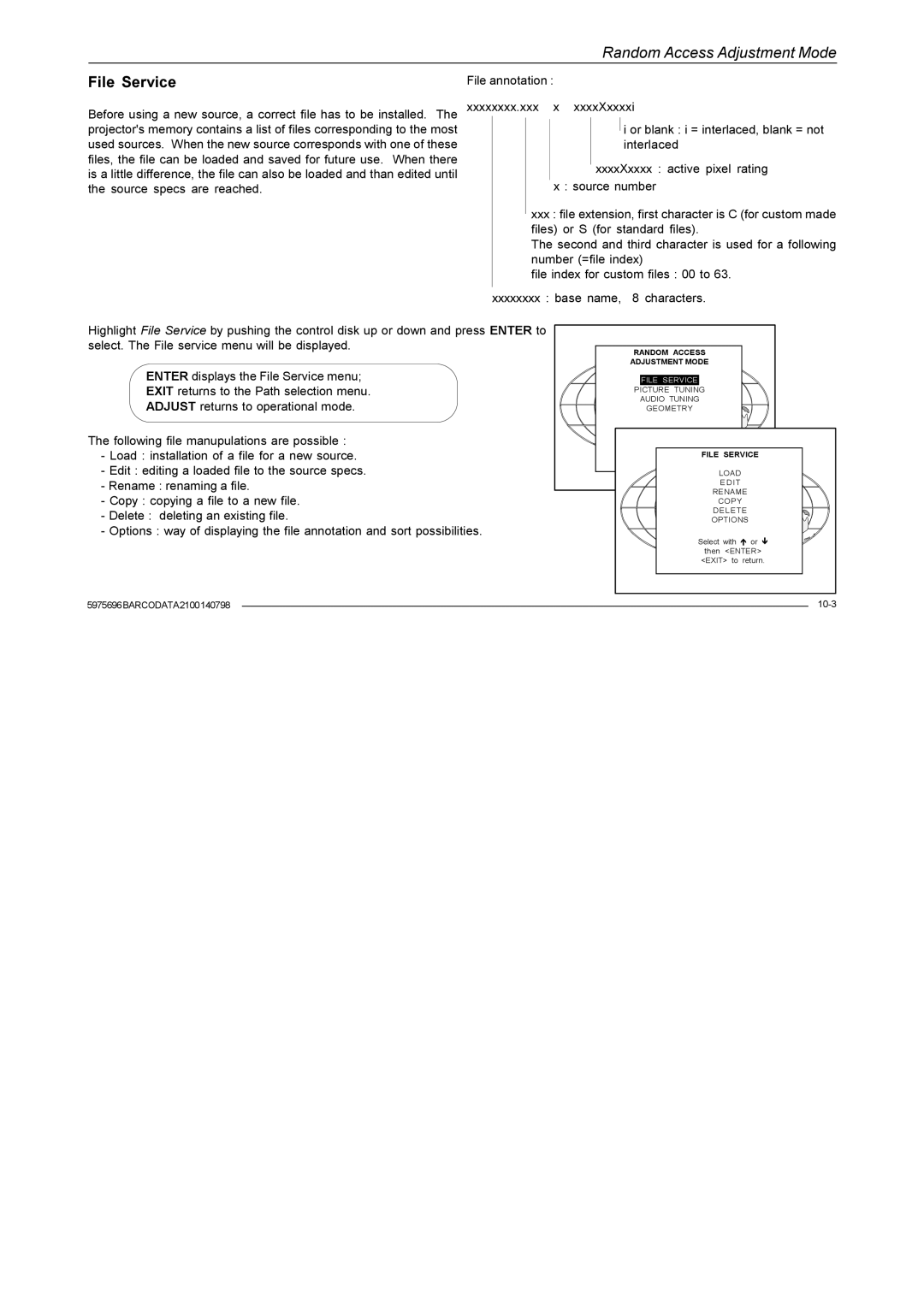 Barco R9001070 owner manual File Service 