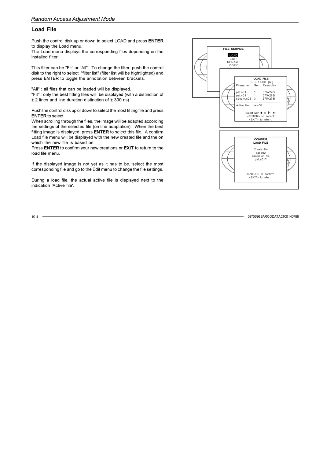 Barco R9001070 owner manual Load File 