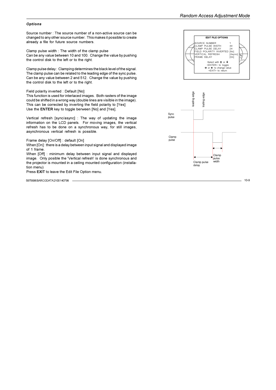 Barco R9001070 owner manual Options 