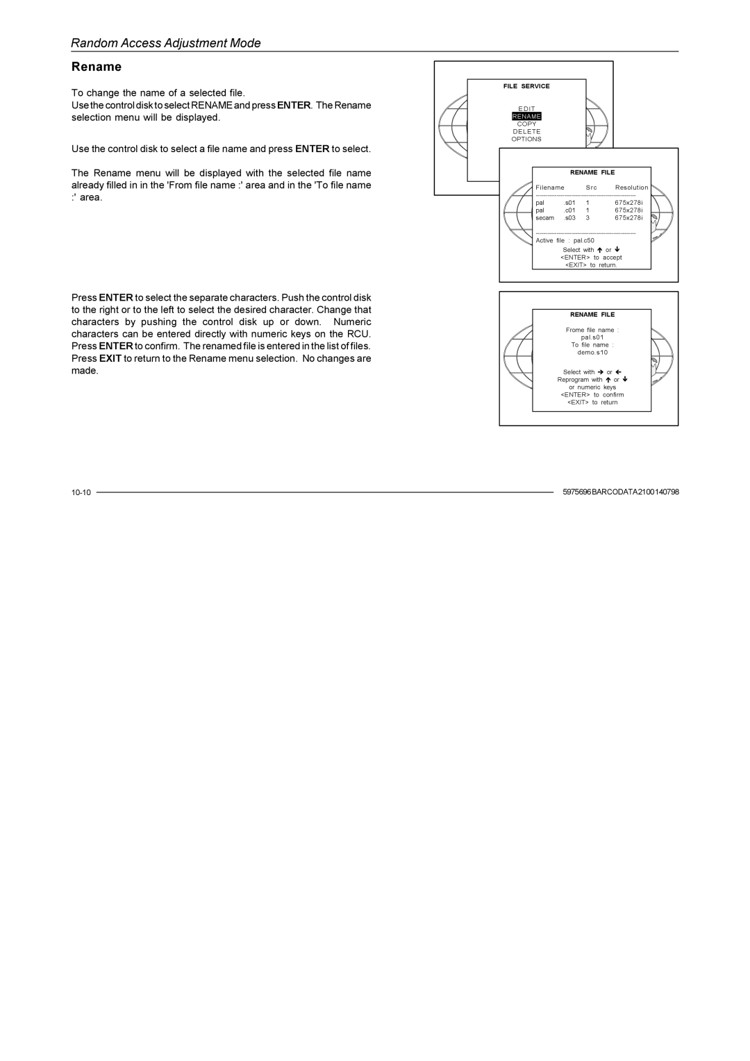 Barco R9001070 owner manual Rename 