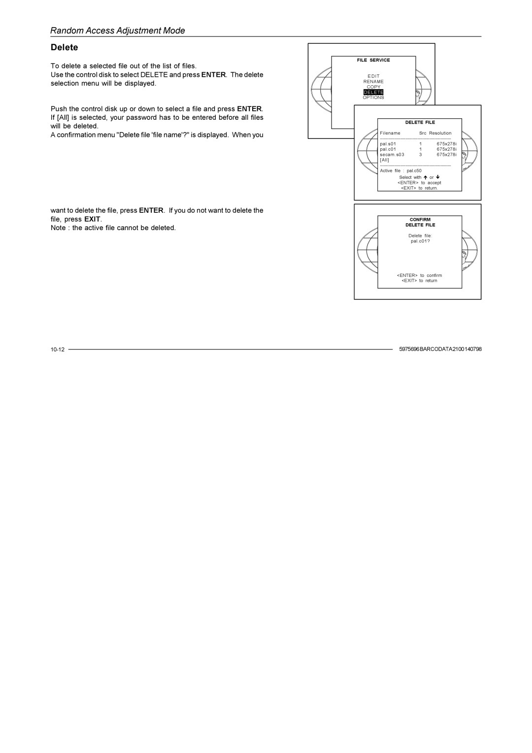 Barco R9001070 owner manual Delete 