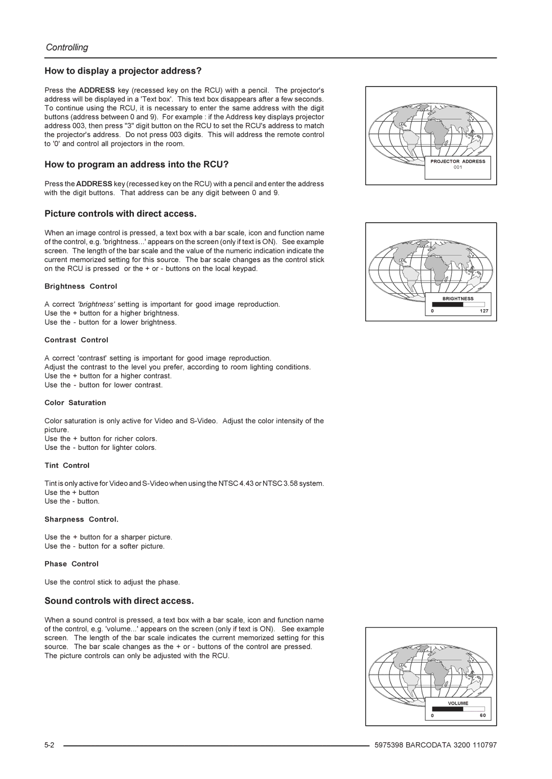 Barco R9001190 manual How to display a projector address?, How to program an address into the RCU? 