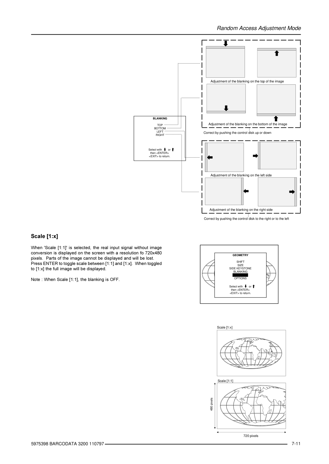 Barco R9001190 manual Scale, Blanking 