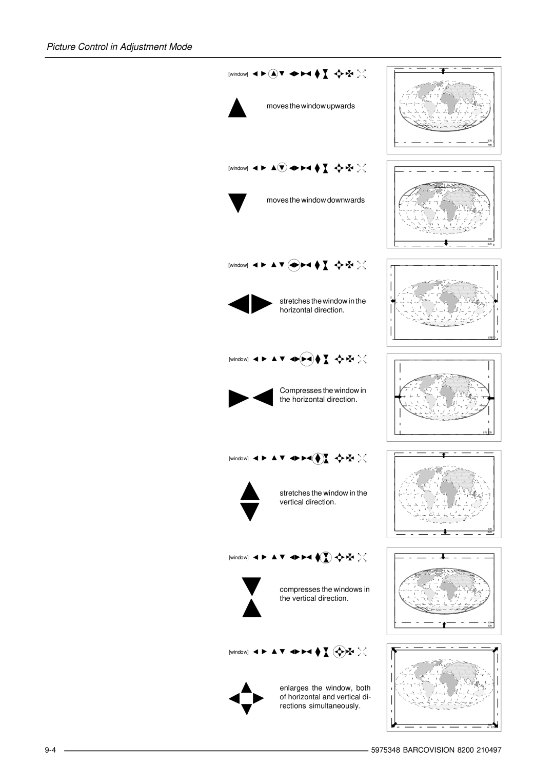 Barco R9001280 owner manual Moves the window upwards 