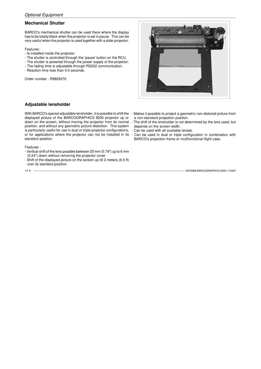 Barco R9001330 owner manual Barcographics 8200 