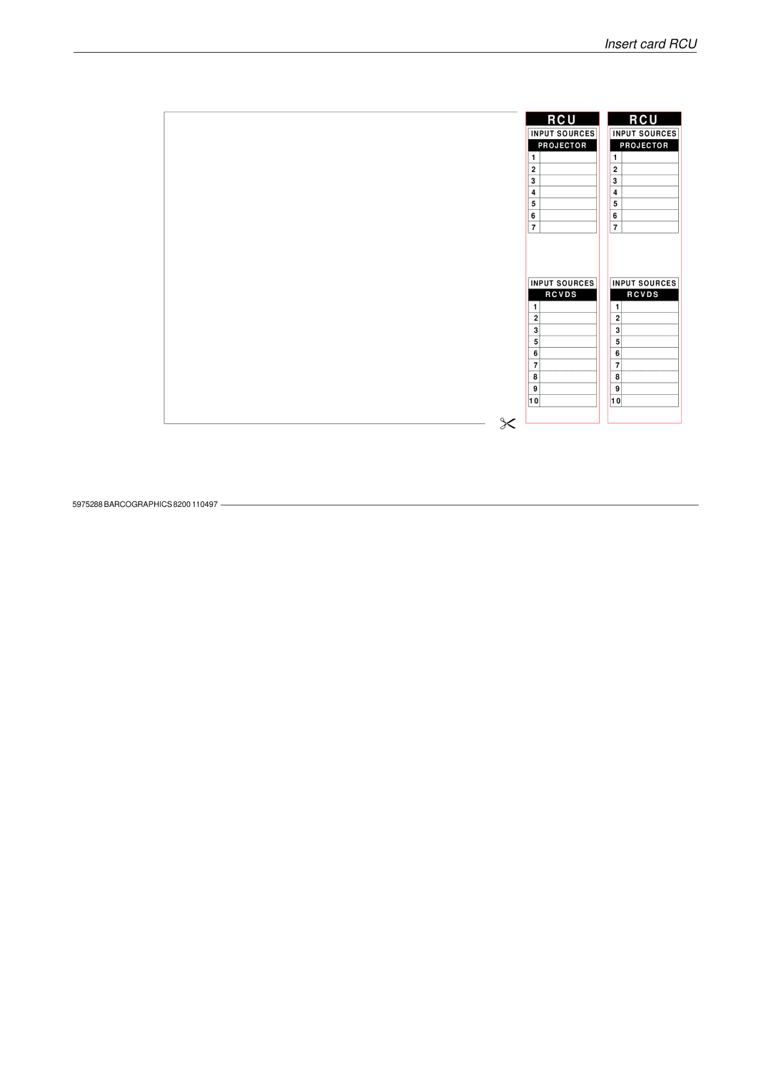 Barco R9001330 owner manual Insert card RCU 