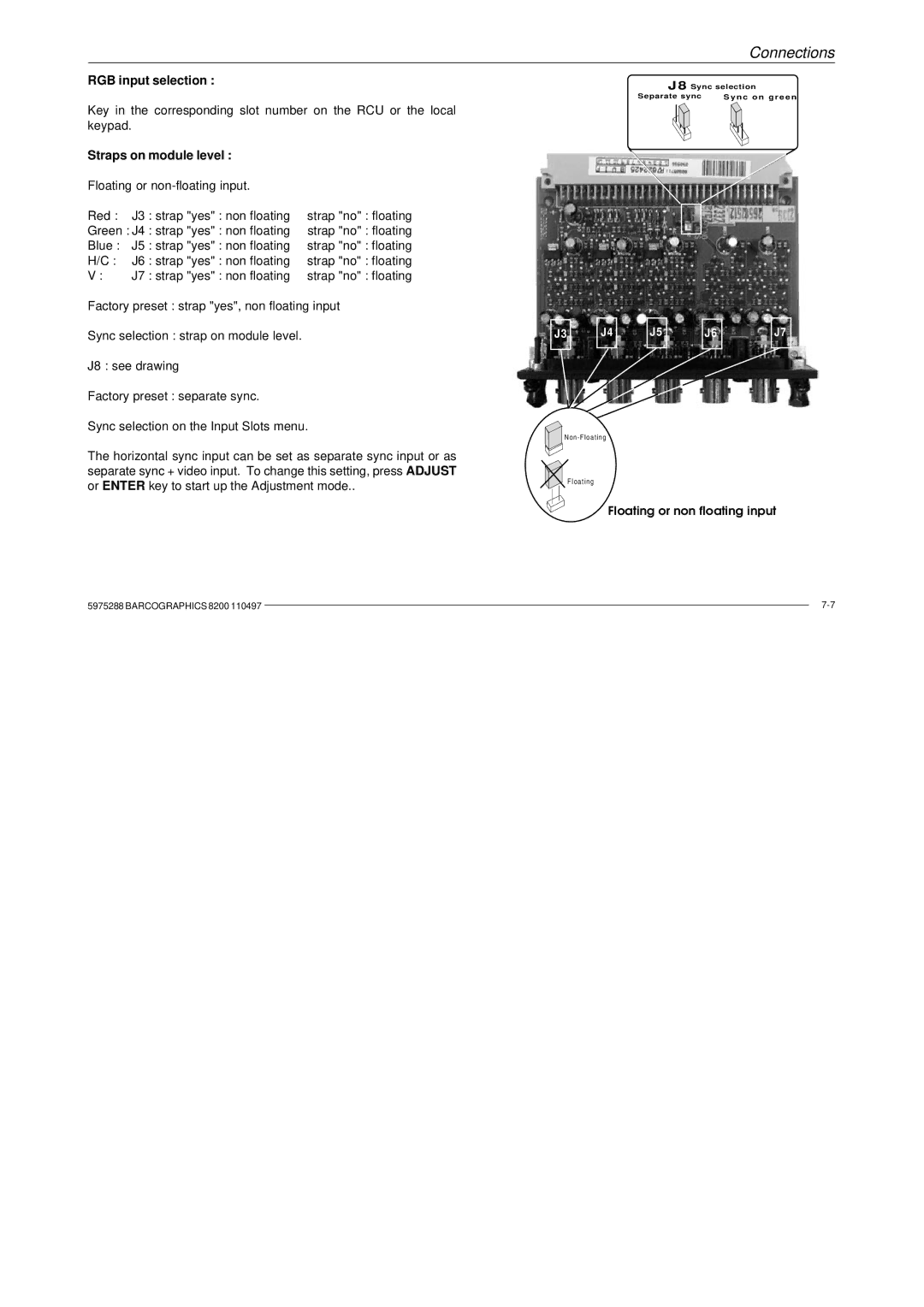 Barco R9001330 owner manual RGB input selection 