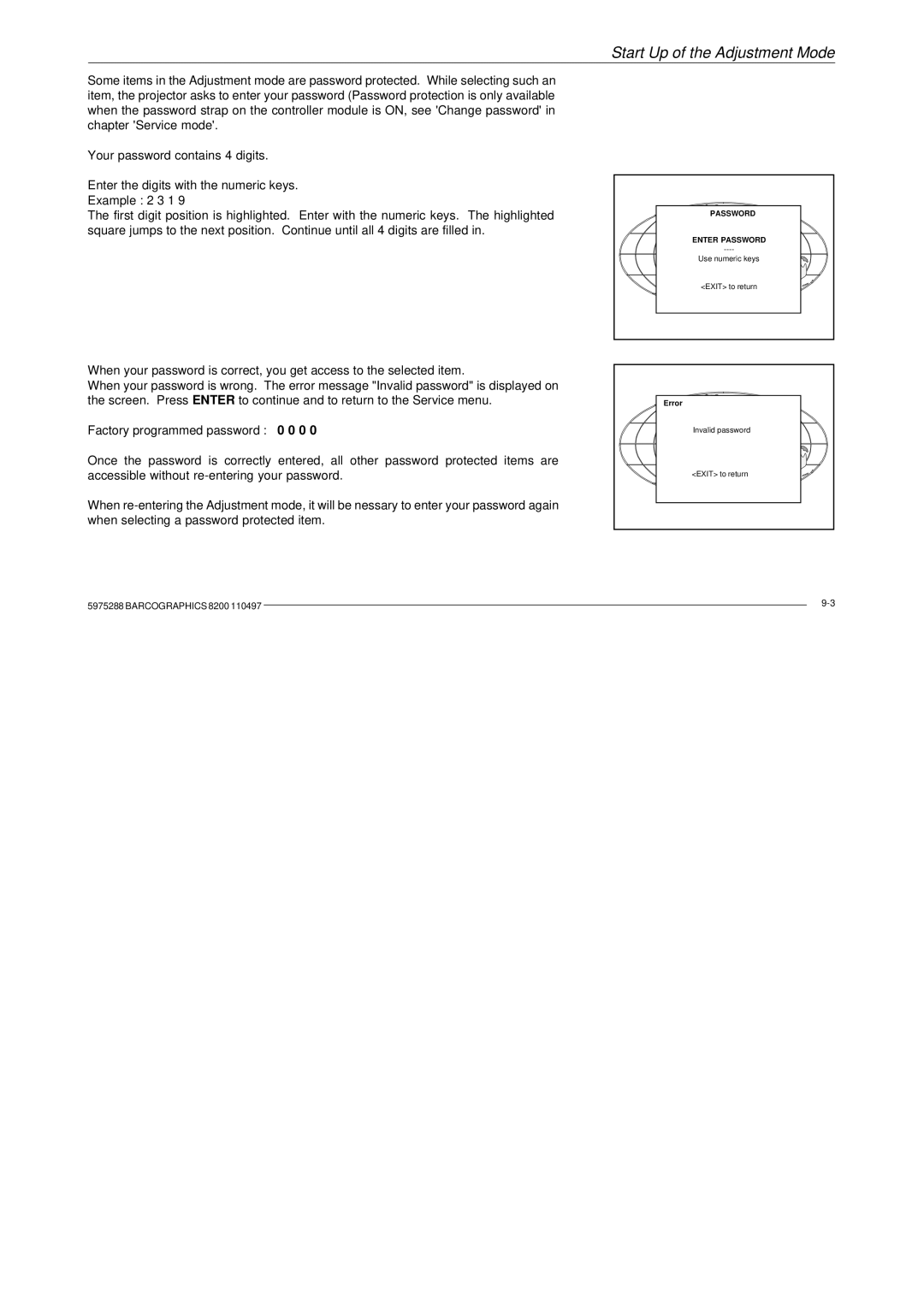 Barco R9001330 owner manual Password 